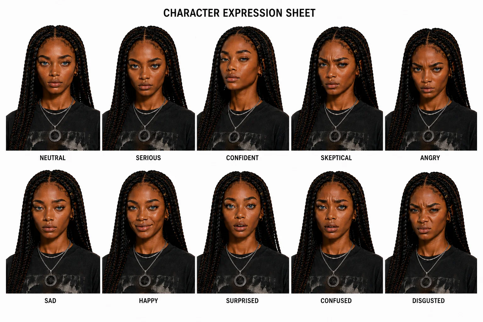Marie — Expression sheet